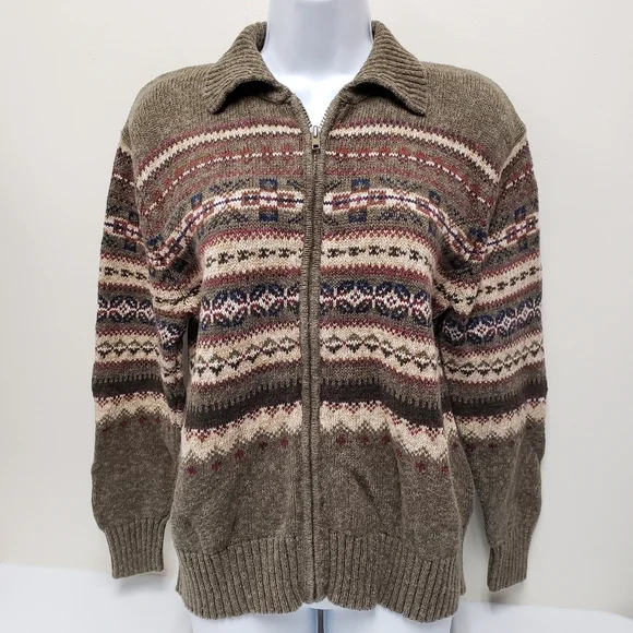 Tiara International Womens Full Zip Sweater Jacket Fair Isle Size Medium - Picture 1 of 8